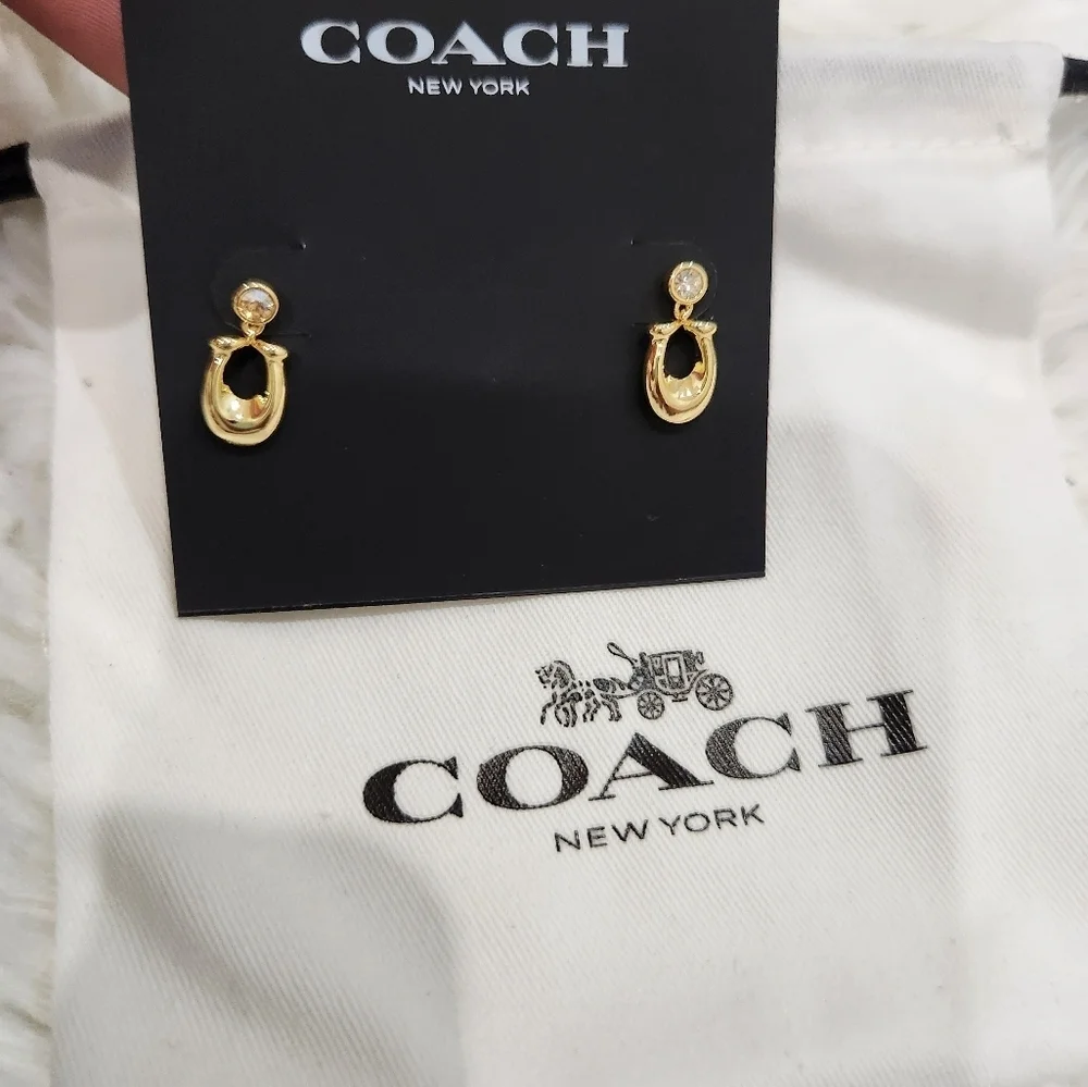 💛🔹️COACH🔹️ crystal & signature C logo earrings - Picture 6 of 6